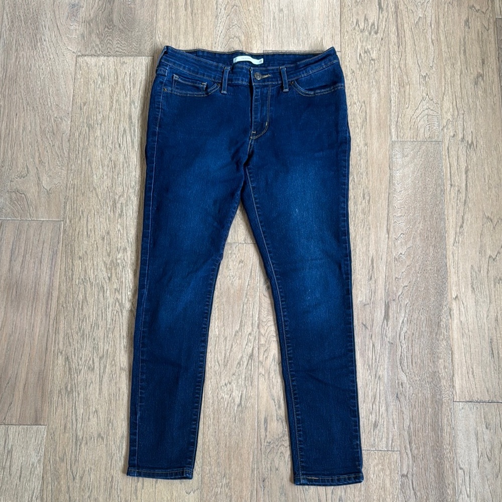 Levi's 711 Skinny Dark Blue Jeans Size 29 - Picture 3 of 9